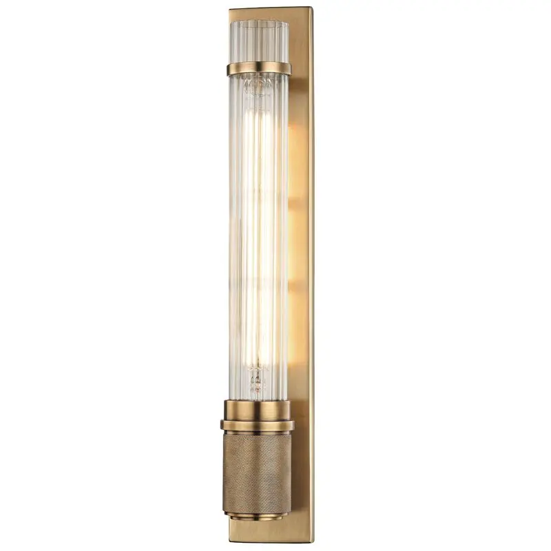 Shaw Sconce with Ribbed Glass Shade – Classic Design in Aged Brass, Old Bronze, or Polished Nickel