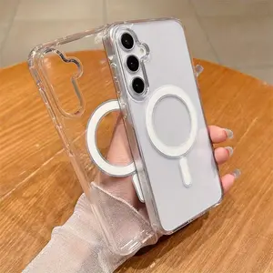 HD Clear Magnetic Transparent Phone Case, Shockproof Phone Protective Cover, Phone Accessory Compatible with Samsung S21 S23 S24FE S25 Ultra Plus A55 A54 A06 A36 A16 A15, Casing