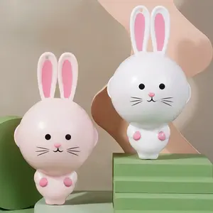 Easter Day Rabbit Reusable Lint Roller for Pet Hair - 2 Pack Washable Lint Remover, Portable Design for Travel, Pink & White