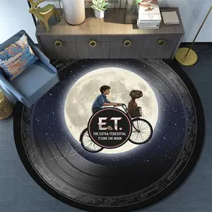 Flying the Moon Record Artwork Round Pattern Large Area Floor Mat/rug for Home Decor and Halloween, Christmas, and Birthday Gifts - 1 Piece. DT (36)