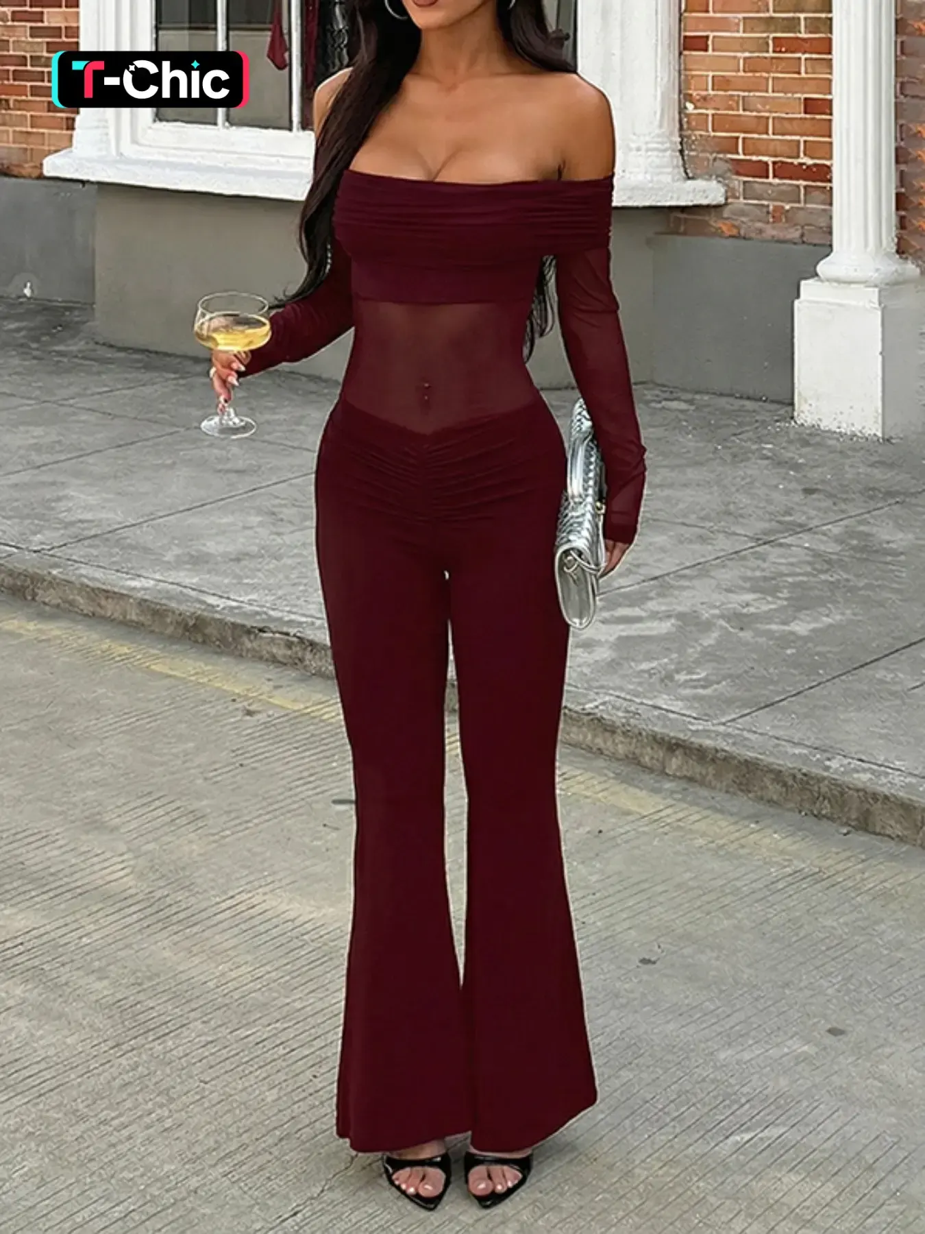 Women's Solid Color Long Sleeve Jumpsuit Romper, Elegant Chic Fashion Casual Style Jumpsuit for Party Club Dating Wear, Ladies Clothes for Summer Spring Outfit