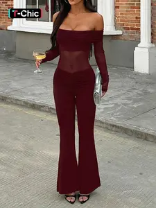 Women's Solid Color Long Sleeve Jumpsuit Romper, Elegant Fashion Casual Style Jumpsuit for Party Club Dating Wear, Ladies Clothes for Summer Spring Outfit