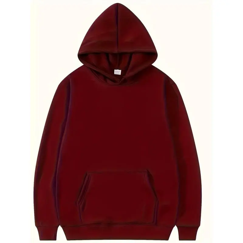 Men's Casual Hoodie Sweatshirt - Long Sleeves, Solid Color, 100% Polyester Knit, Regular Fit, Casual Style with Hood and Embroidered - Thick Warmth Fall and Winter - Men - Perfect Everyday Wear & Outdoor Activities - Ideal Gift