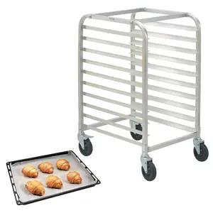 VEVOR Bun Pan Rack, 10-Tier Commercial Bakery Racks with Brake Wheels, Aluminum Racking Trolley Storage for Half Full Sheet, Speed Rack For Kitchen Home, Bread Baking Equipment, 26Lx 20.3Wx 39H