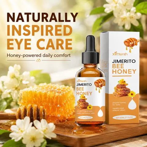 Ximonth Jimerito Honey Eye Care Solution, Moisturizing & Refreshing Daily Eye Care, Lightweight Formula with Honey Extract, Glycerin, Panthenol & Sodium PCA, 30ml