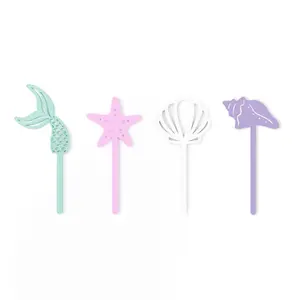 Mermaid Acrylic Cupcake Toppers, Set of 12