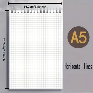 PP Transparent Grid Coil Notebook A5, High School Student Horizontal Blank Business Work Exam Notebook, Office Meeting Diary Book