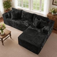 108" Black L Shaped Sofa with Right Chaise