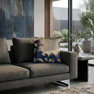 Layla Navy Gold Embroidered Pillow
