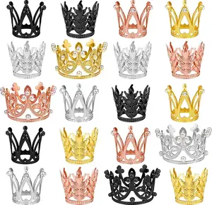 Crown Cake Topper Set 20 Pieces with 3 Styles 4 Colors Black Gold Silver Rose Gold Perfect for Decorating Cakes and Cupcakes