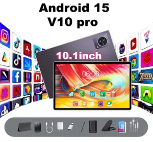 V10 pro 10.1-inch Android 15 Tablet 8000mAh Battery 12GB RAM 128GB ROM Free Keyboard Mouse Stylus Protective Case Stand for Office Home Gaming Videos