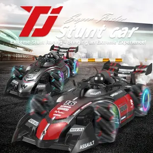 1pc 2.4GHz All-Terrain Electric 4WD Remote Control Car, with Gesture Sensing, Cool Lights and Music, ABS Material, ≤36V Working Voltage, 1200mAh Battery, USB Charging Spray Stunt Racing Car. Available in Blue and Red