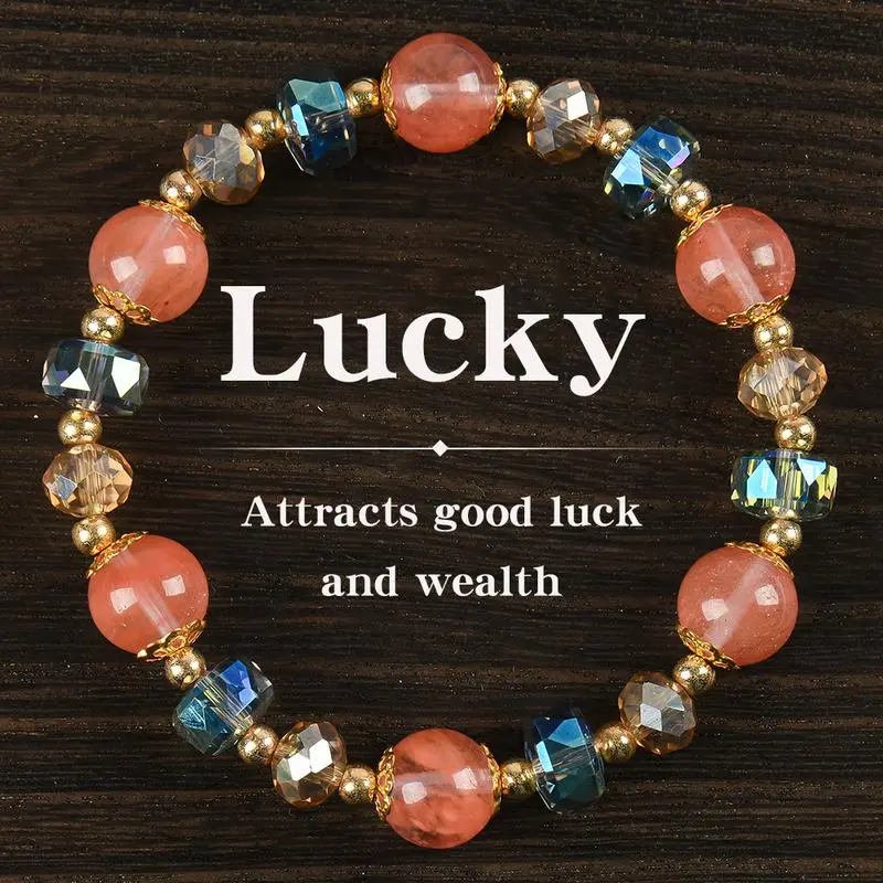 Petralune Colorful crystal lucky bracelet, gift for girlfriend for special occasions, chunky bracelet, blue friendship bracelet, blue bracelet, protective jewelry bracelet, color-contrast beaded crystal bracelet