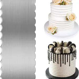 Stainless Steel Cake Scraper, Large Dual-Sided Pattern Edge Smooth Tool, Kitchen Utensil for Cake Decoration and Pastry Cutting