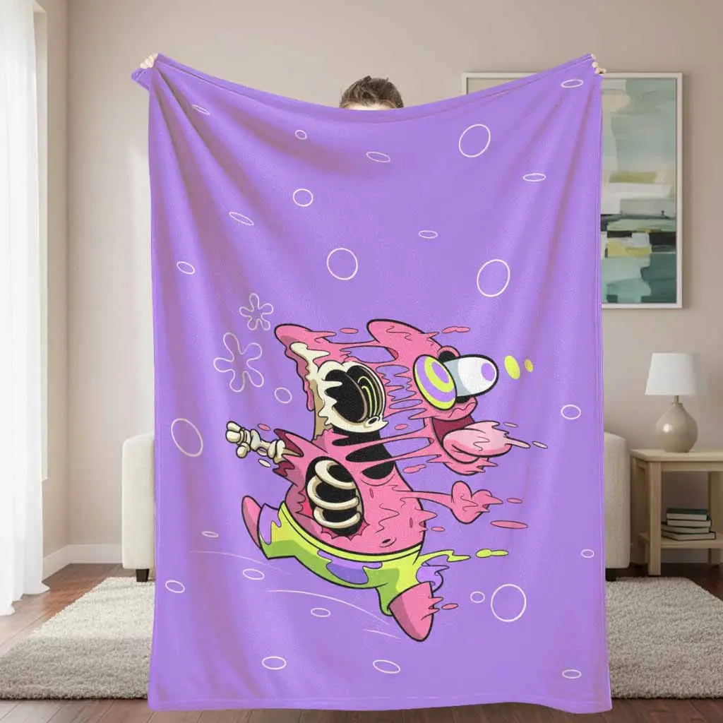Abstract Cartoon Character Flannel Blanket Vibrant Pop Art Graphic Design Soft Warm Cozy Lightweight Durable Ideal for Living Room Bedroom Office Sofa Decorative Gift and Relaxation Use, Character Art Blankets, Colorful Character Graphic Blankets