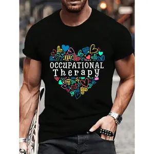 100% Cotton Occupational Therapist Occupational Therapy Funny Heart T-Shirt Women's Men's Graphic Tee Crew Neck summer vacation Tops