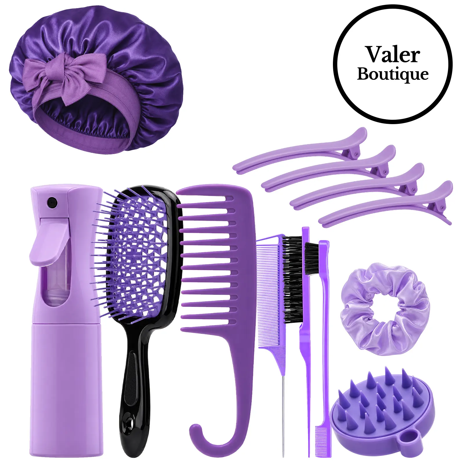 Goiple 13-Piece Hair Brush Set for Curly Hair Complete Detangling and Styling Kit with Edge Brush Scalp Massager and Spray Bottle for Daily Hair Care,valentine's day gifts for her/him