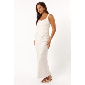 Heidi Stripe Slip Skirt - White Black Stripe