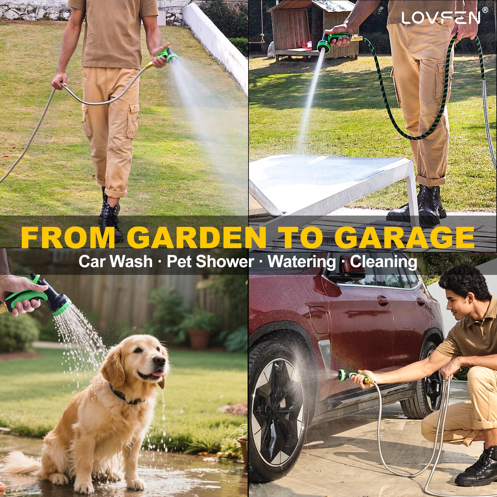 75FT Hose With 10 Function Nozzle, No-Kink, Tough & Flexible, Sturdy and Lightweight, Rust Proof for Yard, Outdoor, RV