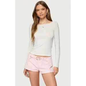 Edikted Women's Semi Sheer Long Sleeve Top
