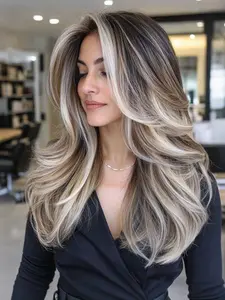 22 Inch Long Wavy Wig with Bangs, Elegant Synthetic Hairpiece for All Ages, Perfect for Daily Wear & Parties, Easy Maintenance