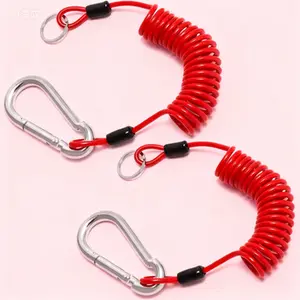 Heavy Duty Coiled Safety Cable for Towing - Stainless Steel Spring Coil Extends to 6ft - Reusable Breakaway Trailer Wire Strap - Enhanced Durability Towing Accessory - 2 Pack RV Safety Cable