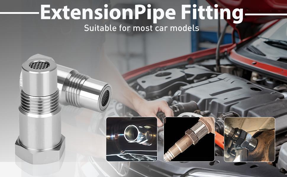 Auto Parts Oxygen Sensor Adapter, Stainless Steel Extension & Filter Adapter M18x1.5 Thread Extension Adapter, precision machined, leak-proof and corrosion-resistant