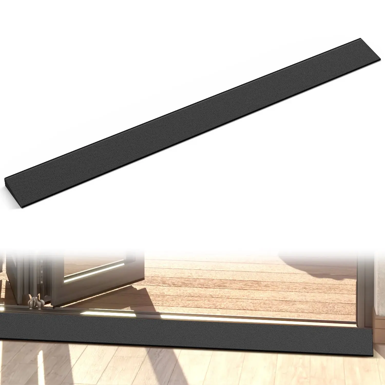 Nilight Natural Rubber Threshold Ramp, 39.4x3.2x0.8in 0.8in Rise Low Profile Cuttable Custom Fit, 2000 lbs Heavy-Duty Capacity, Quick Setup, Eliminates Tripping Hazards, Easy Access for Wheelchairs/Walkers, Indoor/Outdoor Home Use