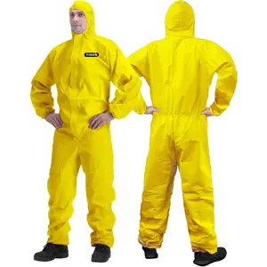 Hazmat Suit Disposable Coverall| Full Body Painters Suit in 7 Sizes with Multiple Specifications for Men & Women - 2X-Large, Yellow, 1