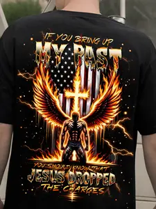 Plus-size Men's T-shirt - Cotton Y2K Street Style, Son of God, Jesus, Cross Print, Suitable for Church, Casual Wear and Christian Gifts - Machine Washable Round Neck Short Sleeve Top, Faith Based Fashion, The Perfect Holiday Gift, PLUS SIZE