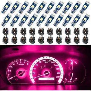 20 Pcs T5 LED Lights for Car Dashboard, High Light Bulb 3030-3SMD Replacement with Twist Lock Socket, Super Bright Light for Instrument Cluster Dashboard Panel Gauge Indicator