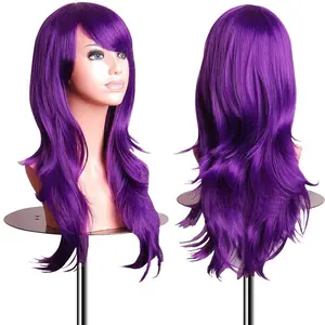 28 Inch Dark Purple Cosplay Wig for Women – With Wig Cap & Comb | Long Wavy Heat-Resistant Wig