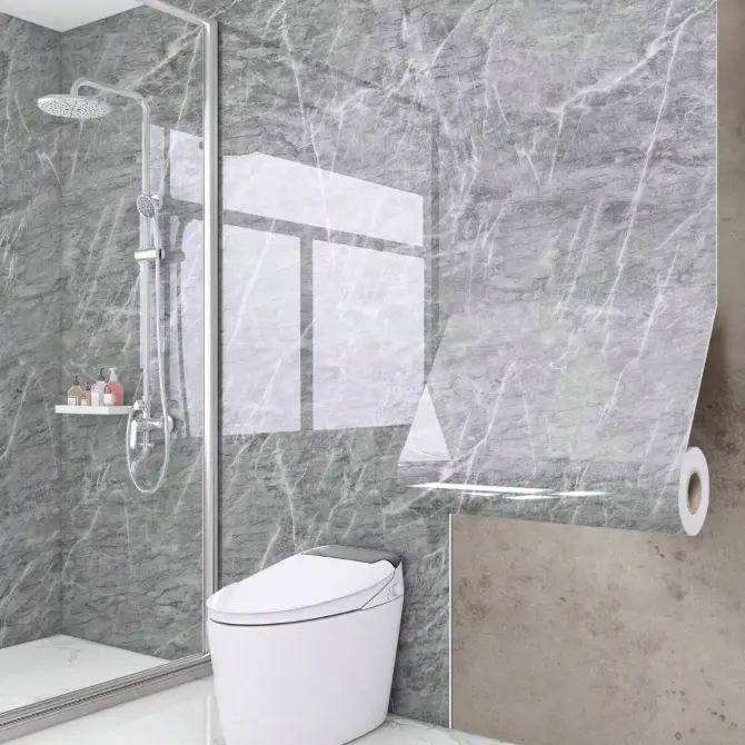 1 Roll Marble Vinyl Wallpaper with Pattern | Self-Adhesive PVC Contact Paper | Removable Decorative Film for Kitchen, Bathroom, Cabinets, Countertops & Wall Decor
