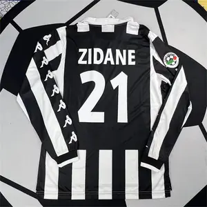 99 00 Home Zidane 21 Long sleeve Soccer Jerseys