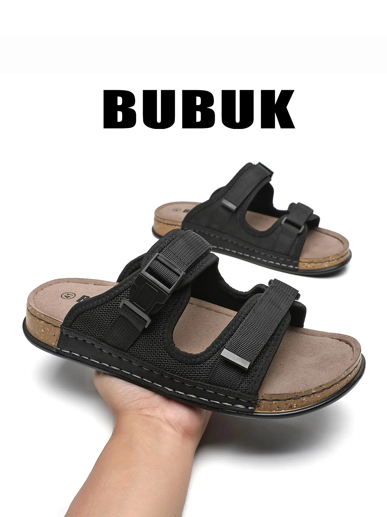 BUBUK Men's Breathable Fabric Casual Sandals, Fashion Versatile Outdoor Flip Flops, Comfortable Lightweight Summer Footwear