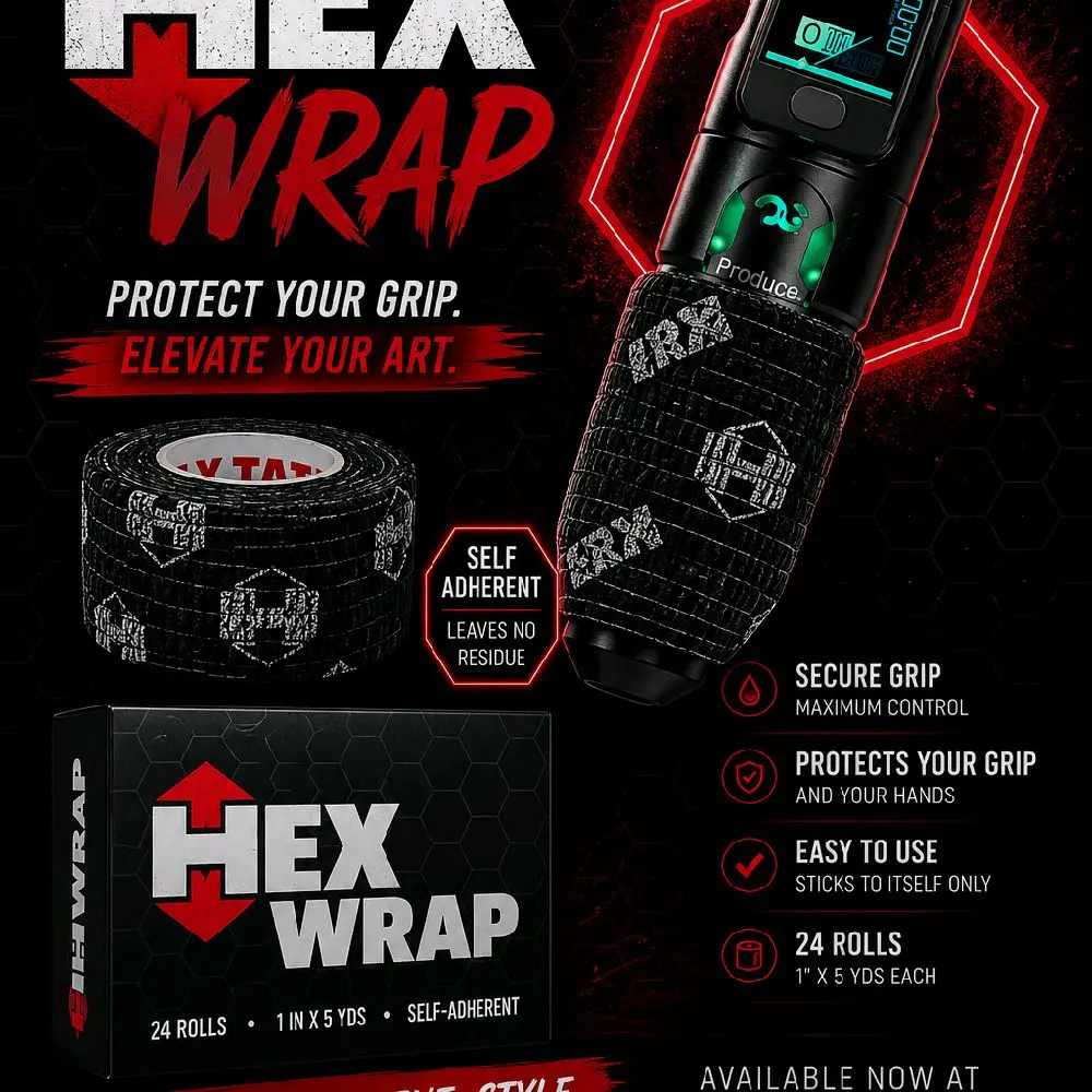 Hex Tat Wrap Self-Adherent Cohesive Bandage - Tattoo Aftercare & Minor Wound Care, Sports Injury Support for Tattoo Artists