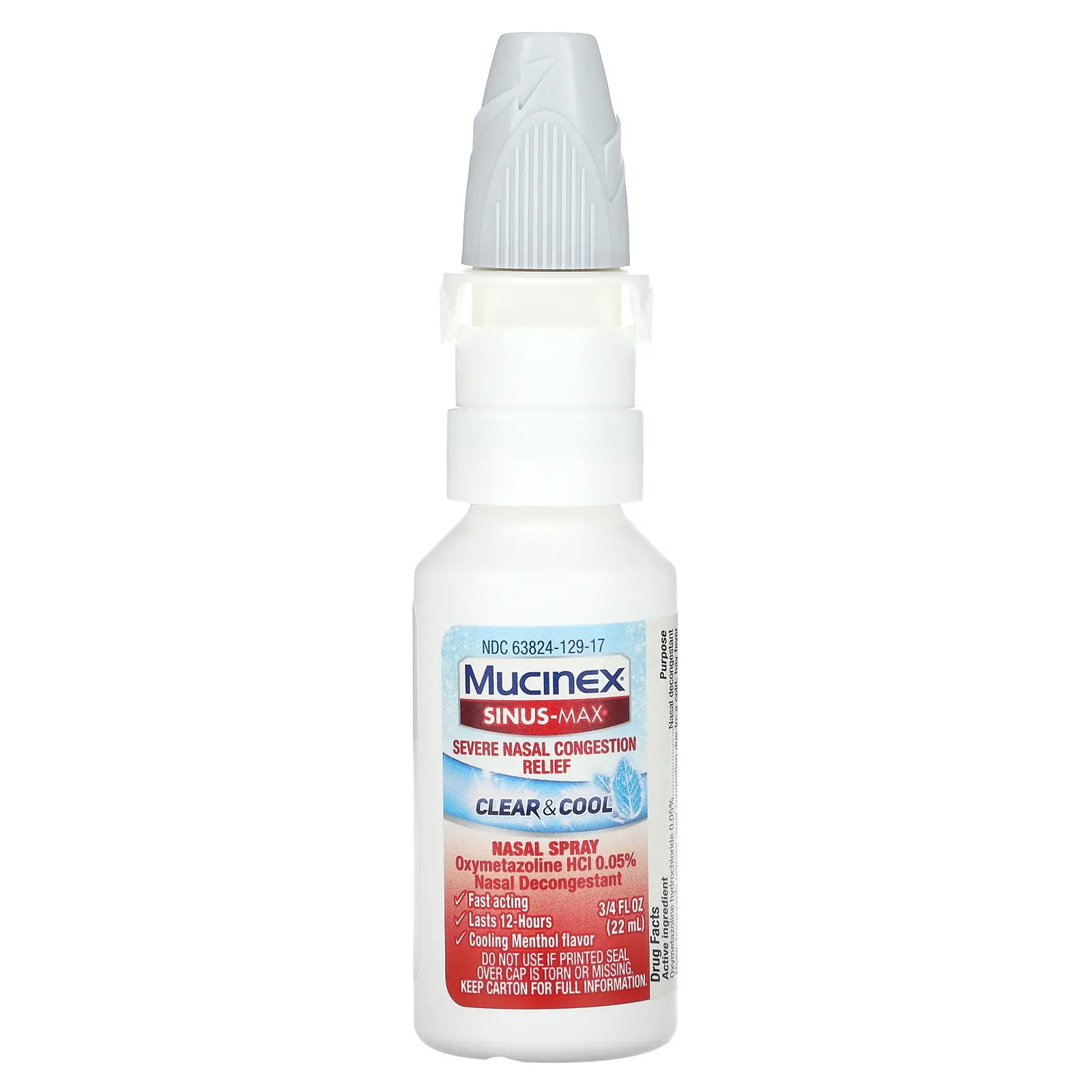 Mucinex Sinus-Max, Severe Nasal Congestion Relief, Clear & Cool, 0.75 fl oz (22 ml) | HSA/FSA Eligible