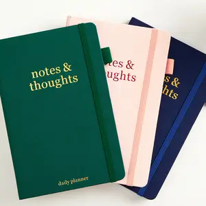JUBTIC Daily Planner and Notebook with Hourly Schedule -to-do List, School and Office Supplies for Men and Women, Hardcover, A5(Pink、Pine Green、Navy Blue)