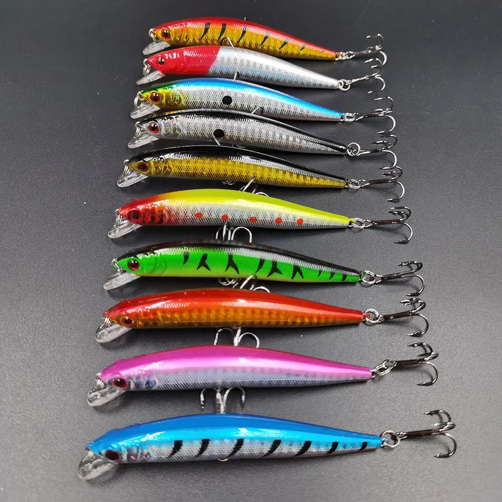 10pcs Minnow Fishing Lures Set Artificial Bait Crankbait For Bass Outdoors Fishing Tackle, 10cm/3. 94in 8g/0. 28oz