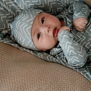 BAMBOO KNOT BEANIE- Blue Mud Cloth, Newborn Baby Soft Bamboo Hat