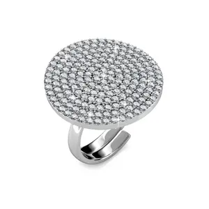 Genuine Crystals Big Finger Rings Luxury Jewelry Large Round Shape  Women Men Party Jewelry Anniversary