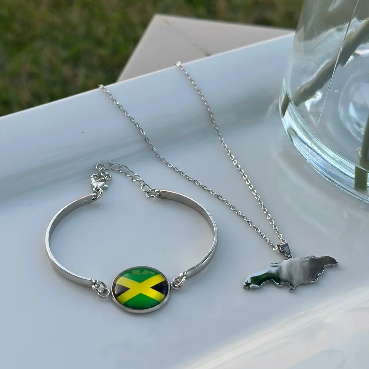 Solid Jamaica  Map Necklace Combo