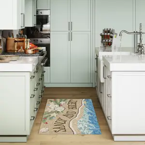 Lush Decor FrontPorch Indoor/Outdoor Hand Tufted Durable Area Rug - Contemporary Coastal Seashell Decorative  (Sandy & Bright)