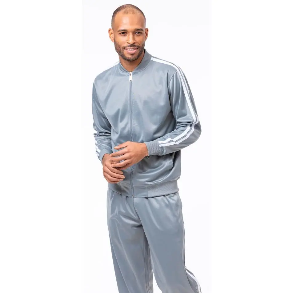 Montique Men's 2 Piece Sport Tracksuit in Silver JS26