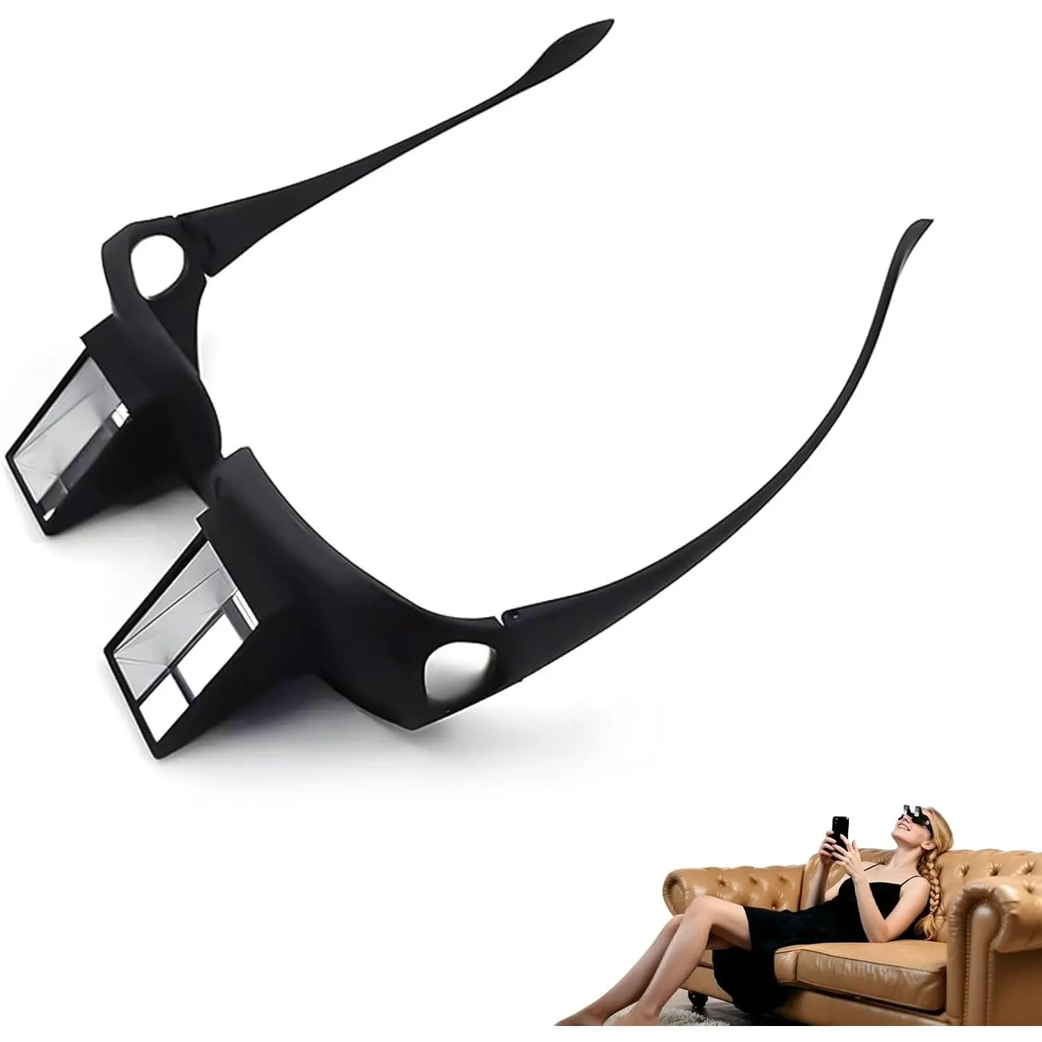 Lazy Glasses - Laying Down Reading Glasses for Bed & TV, 90 Degree Upside Down Goggles, Adjustable Viewing Angle for Neck Pain Relief, Unisex Over Prescription Reading Glasses