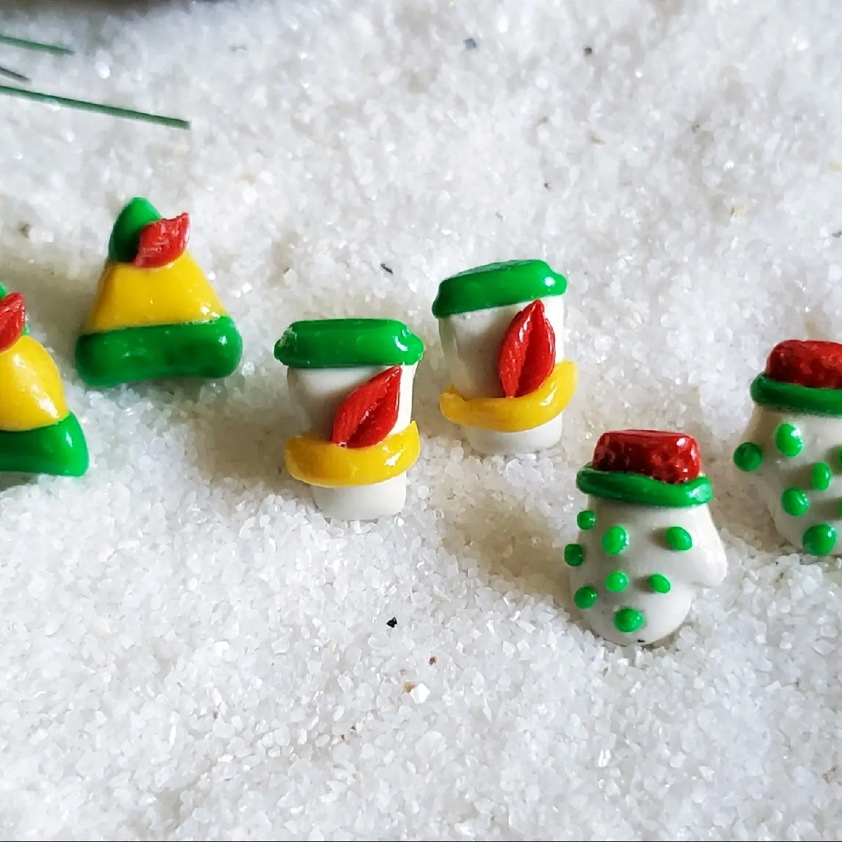 Elf movie inspired polymer clay earrings set- Buddy the elf earrings-whimisical stud set