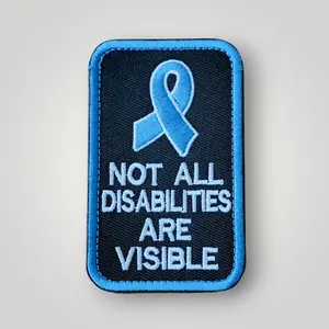 Granny's Goods Service Dog Patch - Not All Disabilities Are Visible - Velcro Closure - Fits Vests Harnesses - Blue Ribbon Design