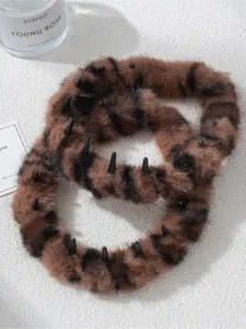 2-piece retro leopard print wide toothed headband for women's home, suitable for washing face and washing in autumn and winter, suitable for daily life, fixed and loose bangs hair accessories for home