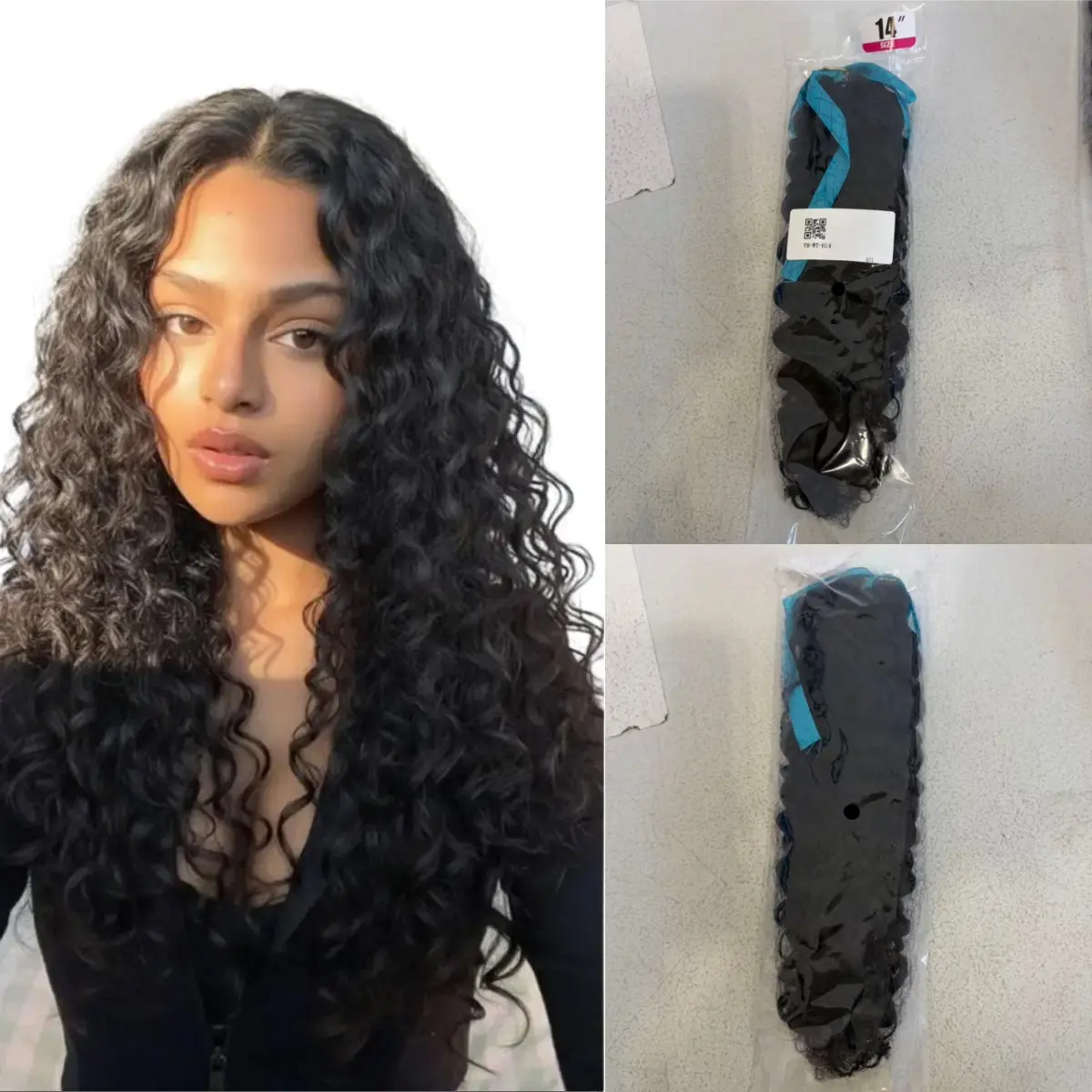 Women's 100% Human Hair Water Wave Crochet Extensions, Pre-Separated Feather Bundles with Invisible String for Easy Natural Full Head Installation, Natural Black (50 Strands) for Half Braid Half Crochet Styles, 100% Human Hair Crochet Extensions