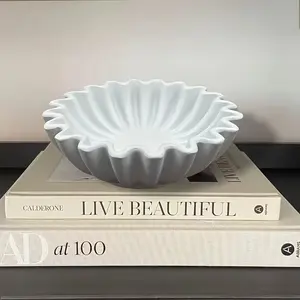 Groove Ruffle Decorative Bowl, Living Room Coffee Table Shelf and Console Table Home Decoration, Elegant Kitchen Accessory